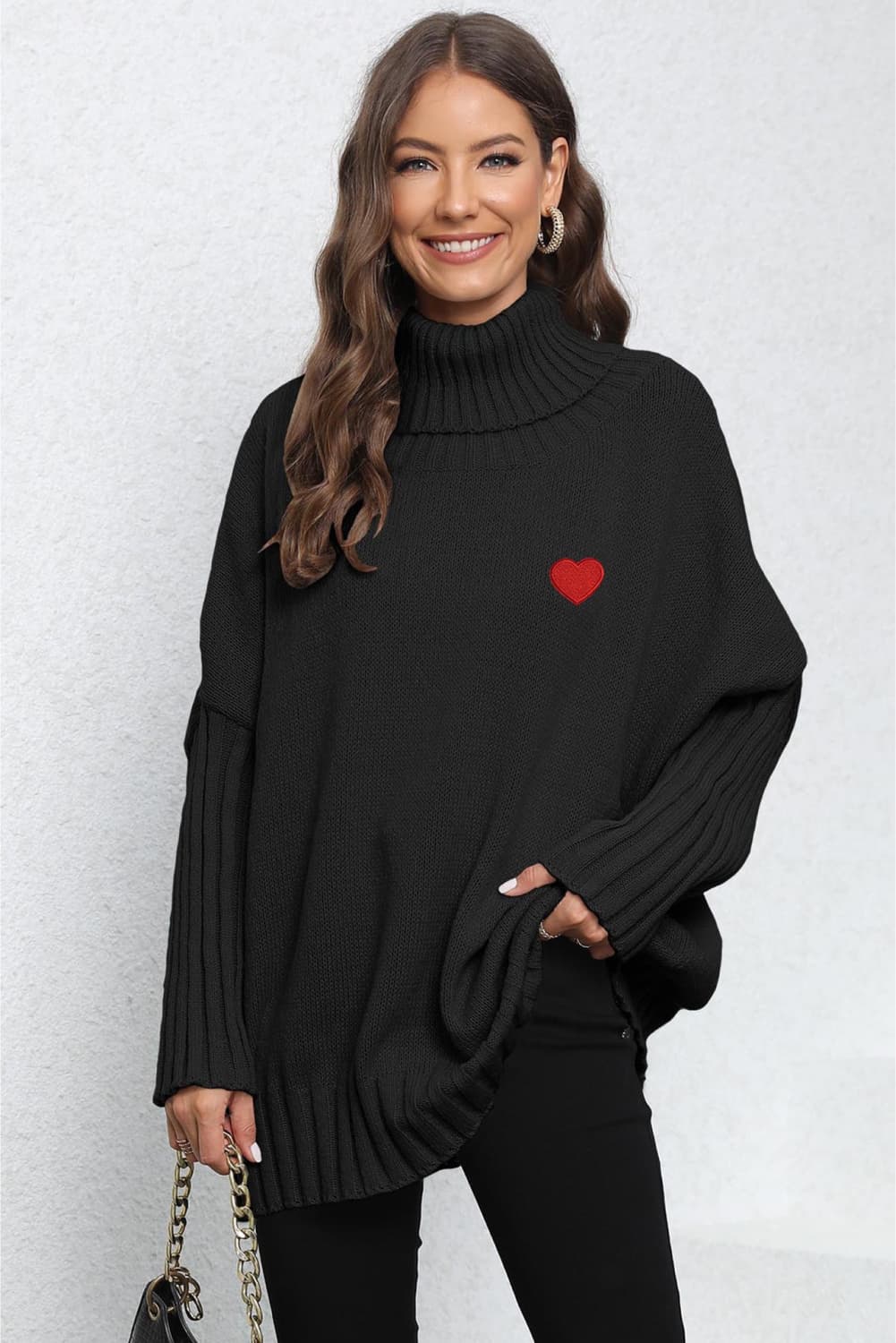 Turtle Neck Long Sleeve Ribbed Sweater BLUE ZONE PLANET
