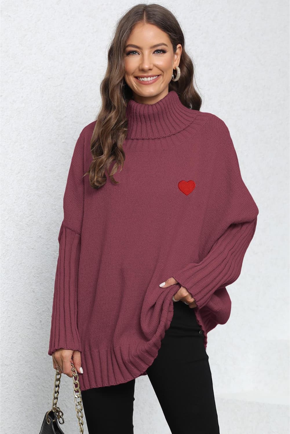Turtle Neck Long Sleeve Ribbed Sweater BLUE ZONE PLANET
