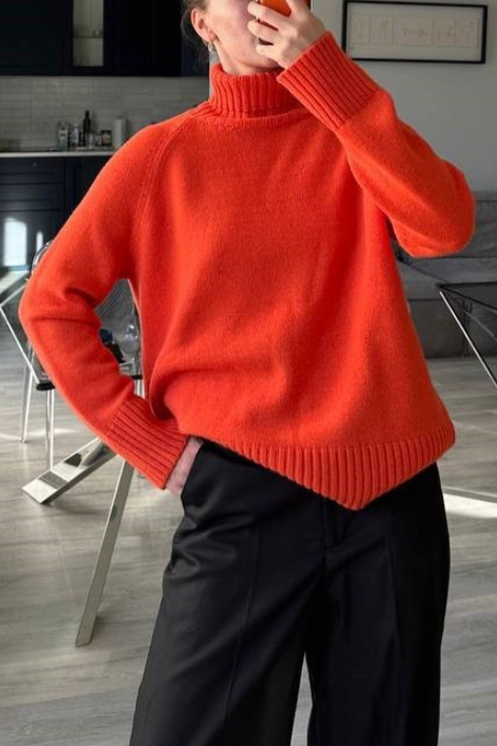 Turtle Neck Raglan Sleeve Sweater BLUE ZONE PLANET