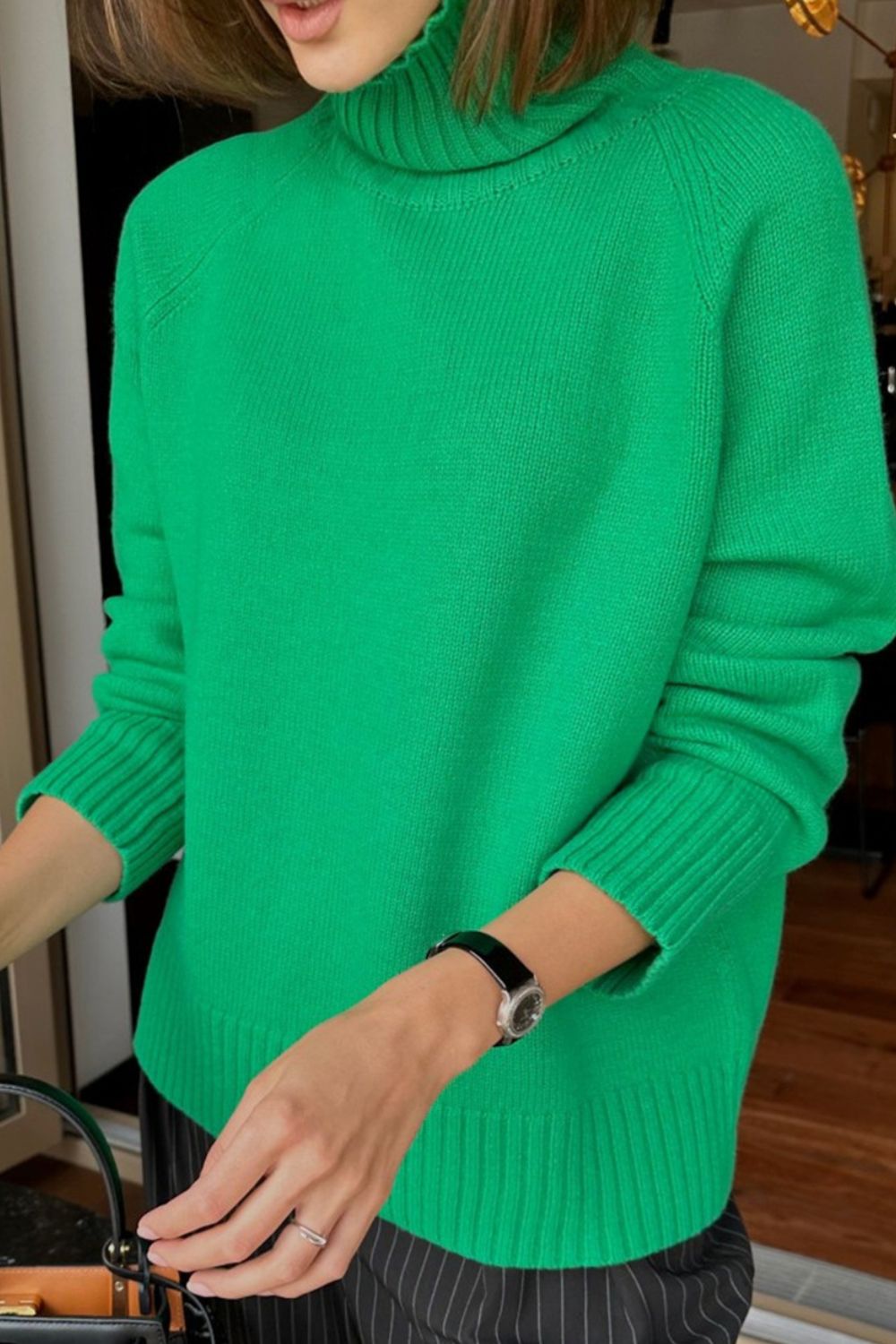 Turtle Neck Raglan Sleeve Sweater BLUE ZONE PLANET