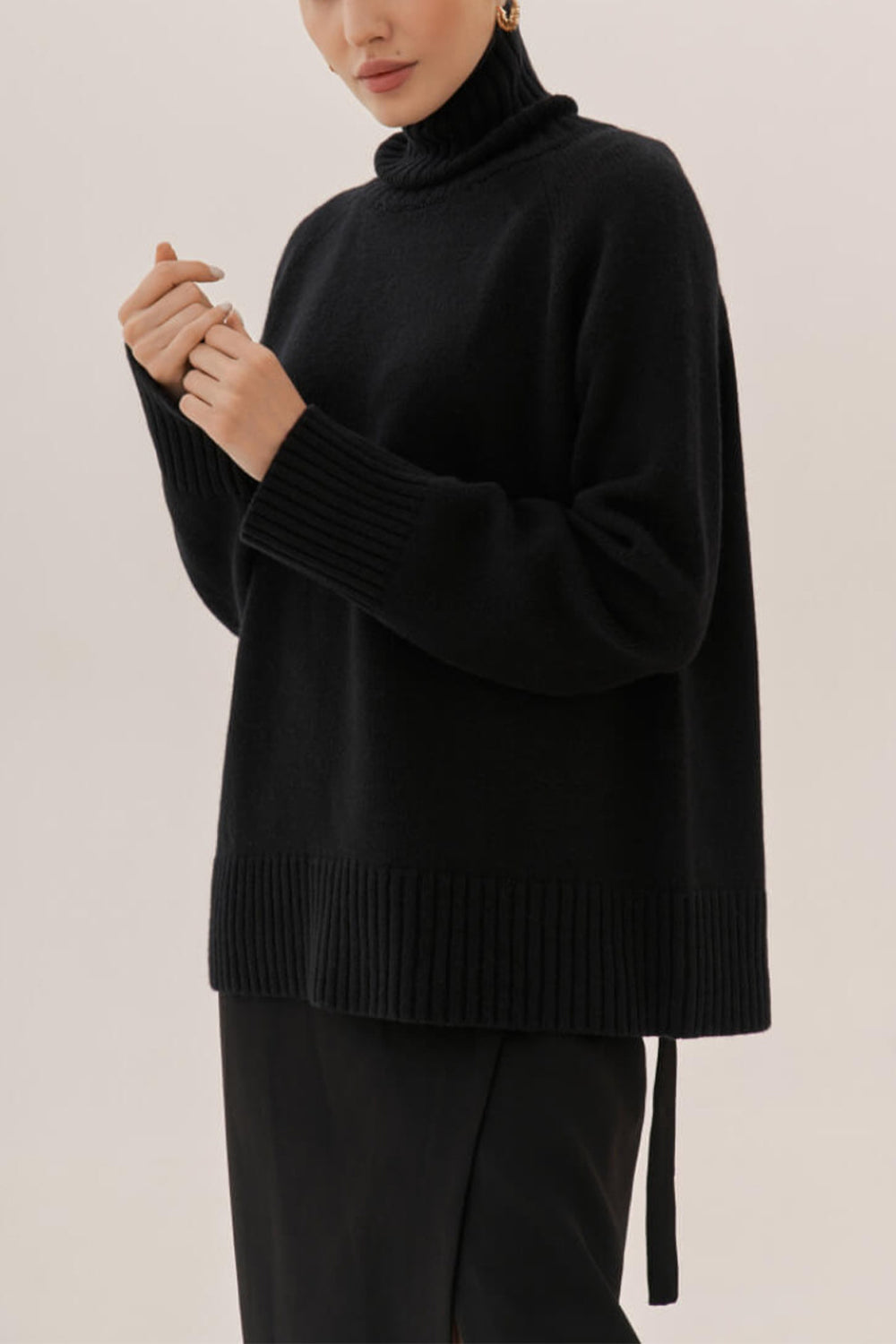 Turtle Neck Raglan Sleeve Sweater BLUE ZONE PLANET