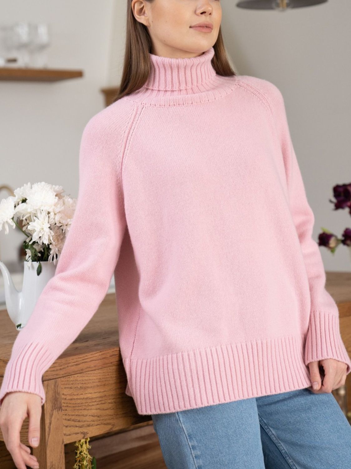 Turtle Neck Raglan Sleeve Sweater BLUE ZONE PLANET