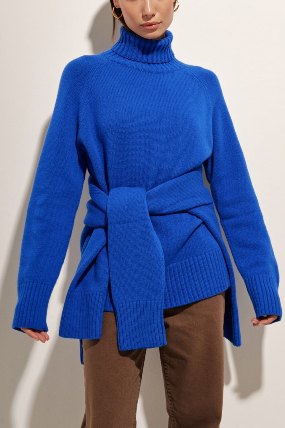 Turtle Neck Raglan Sleeve Sweater BLUE ZONE PLANET