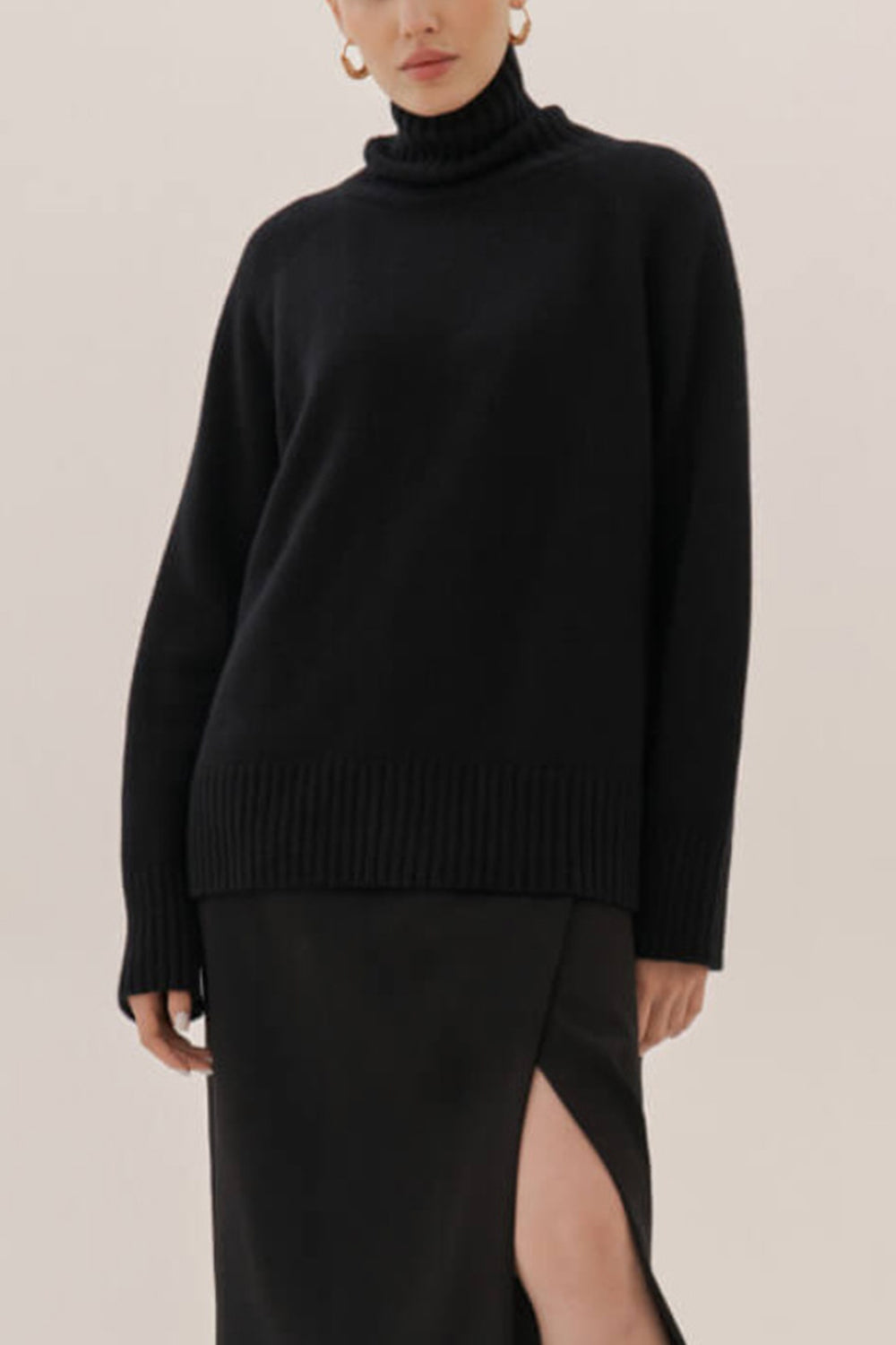 Turtle Neck Raglan Sleeve Sweater BLUE ZONE PLANET