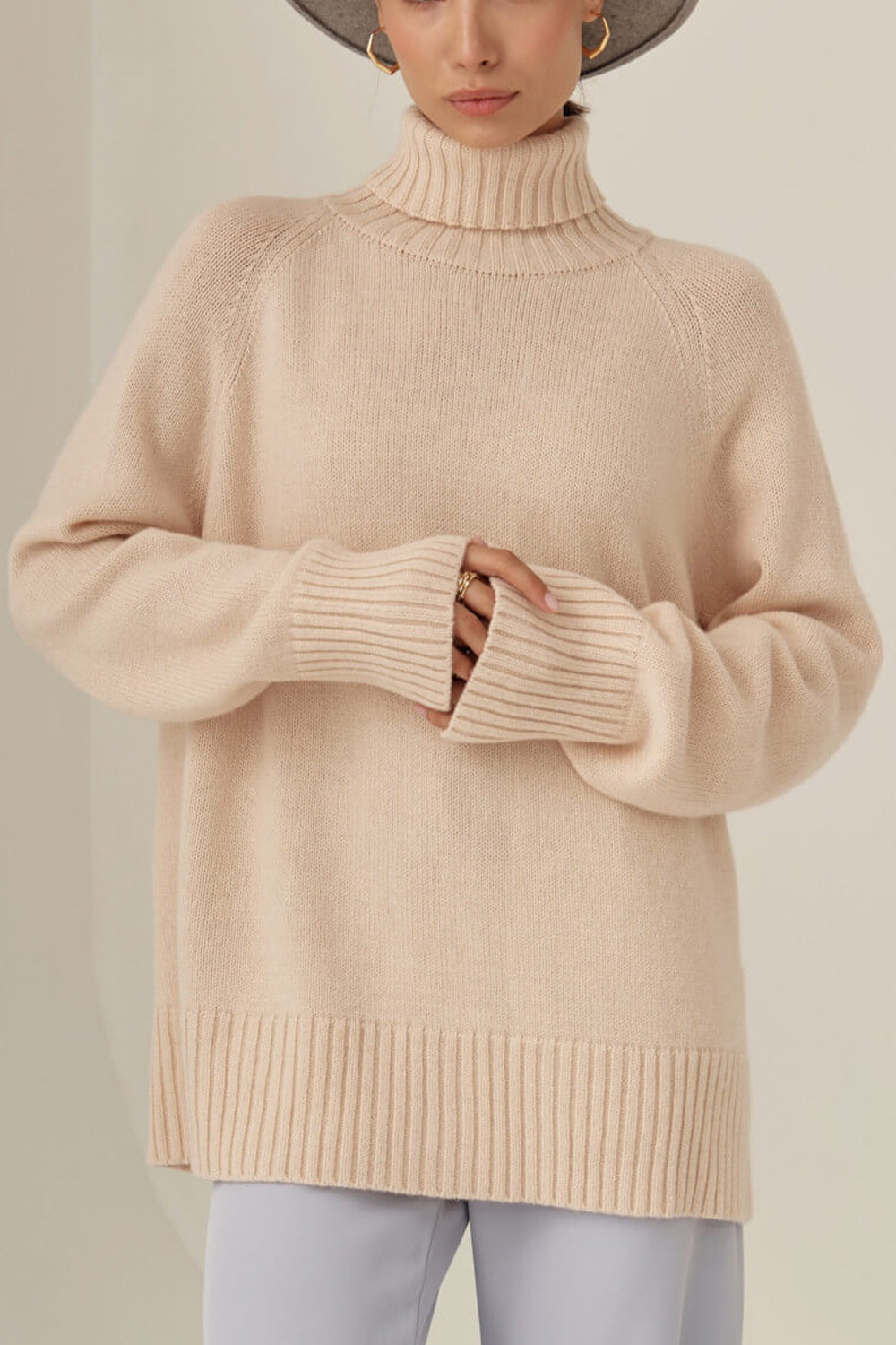 Turtle Neck Raglan Sleeve Sweater BLUE ZONE PLANET