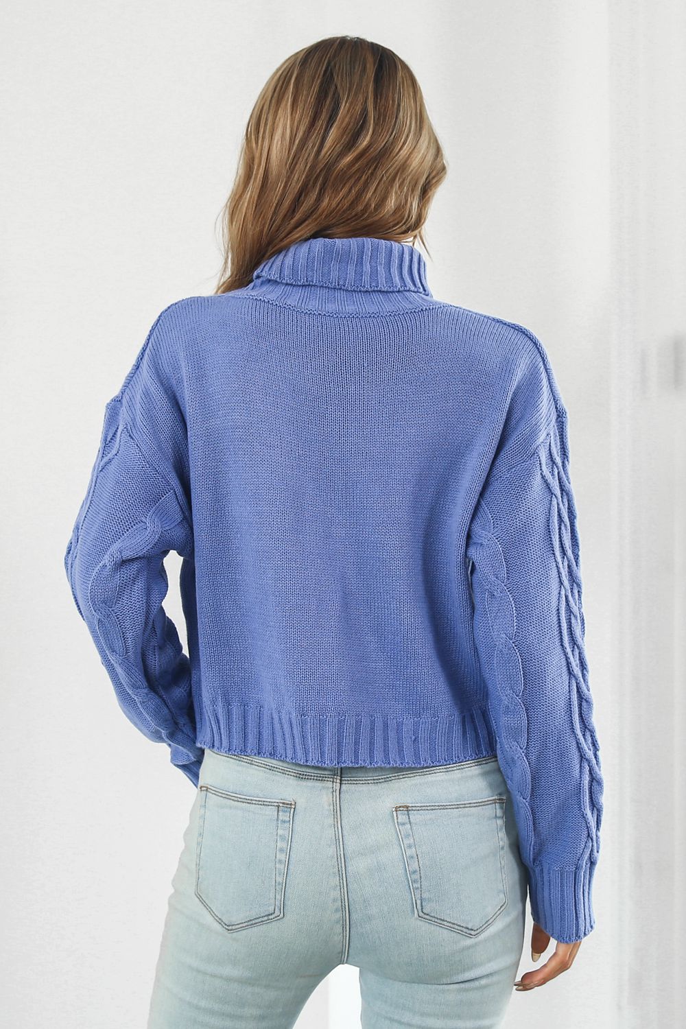 Turtleneck Dropped Shoulder Sweater BLUE ZONE PLANET