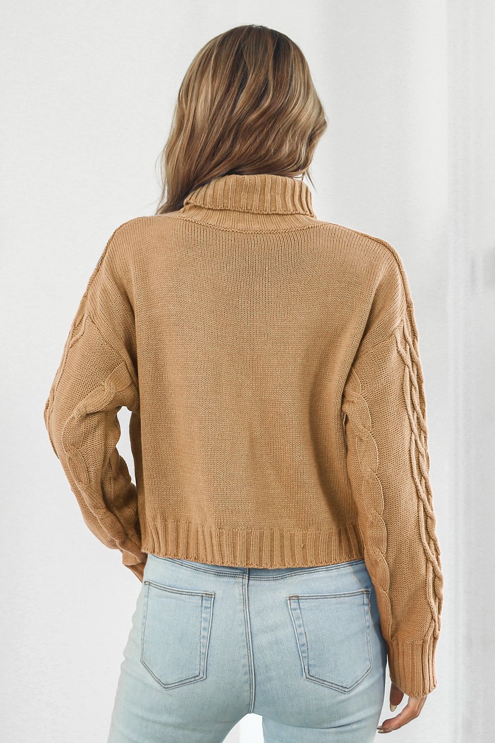 Turtleneck Dropped Shoulder Sweater BLUE ZONE PLANET