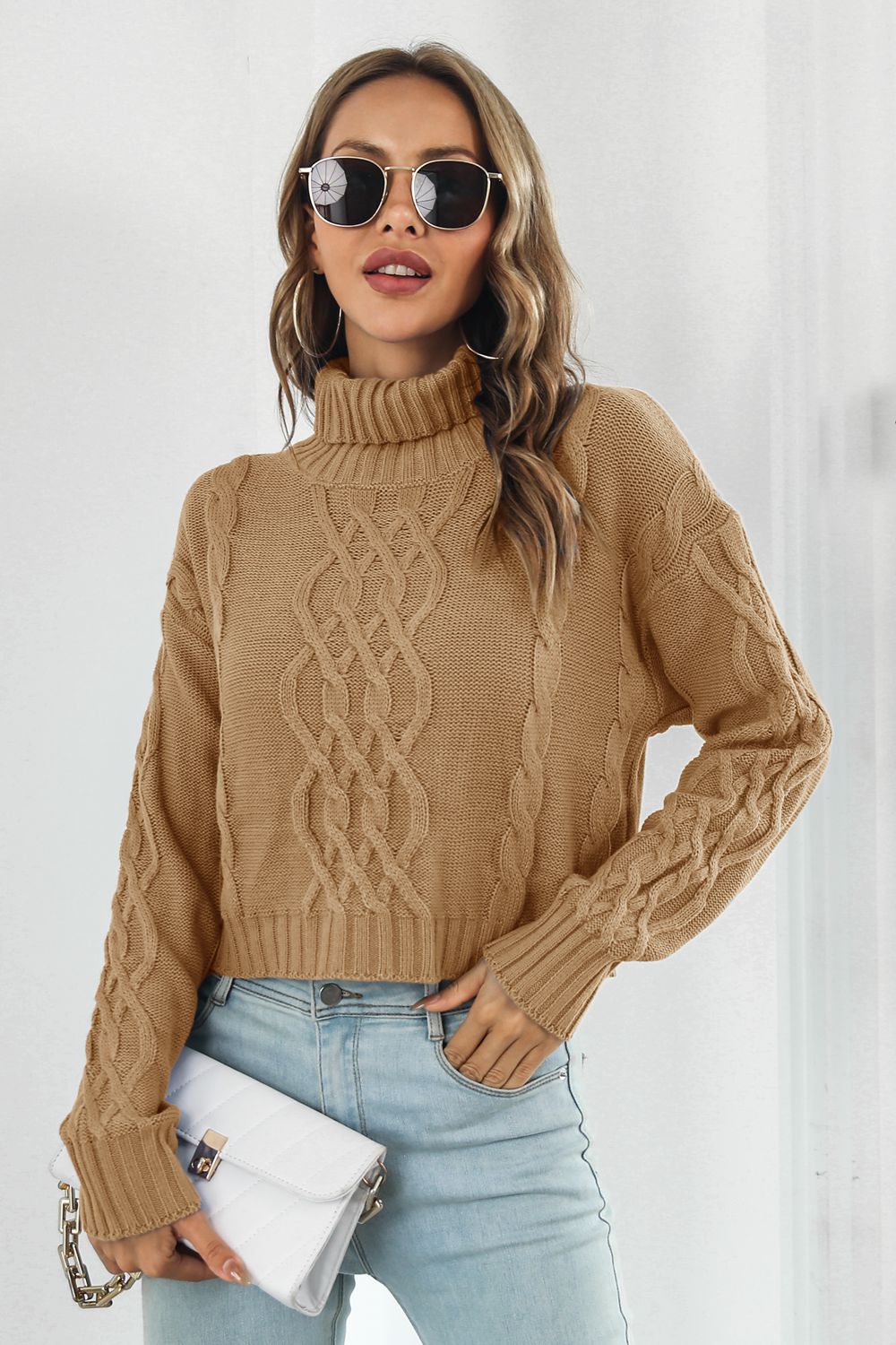 Turtleneck Dropped Shoulder Sweater BLUE ZONE PLANET