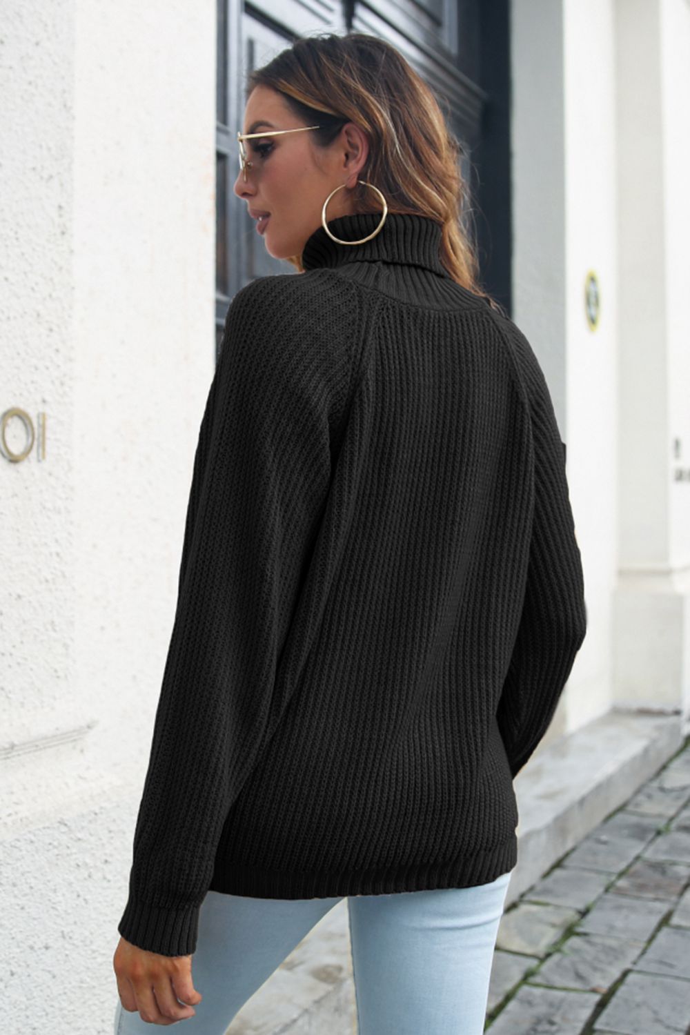 Turtleneck Rib-Knit Sweater BLUE ZONE PLANET