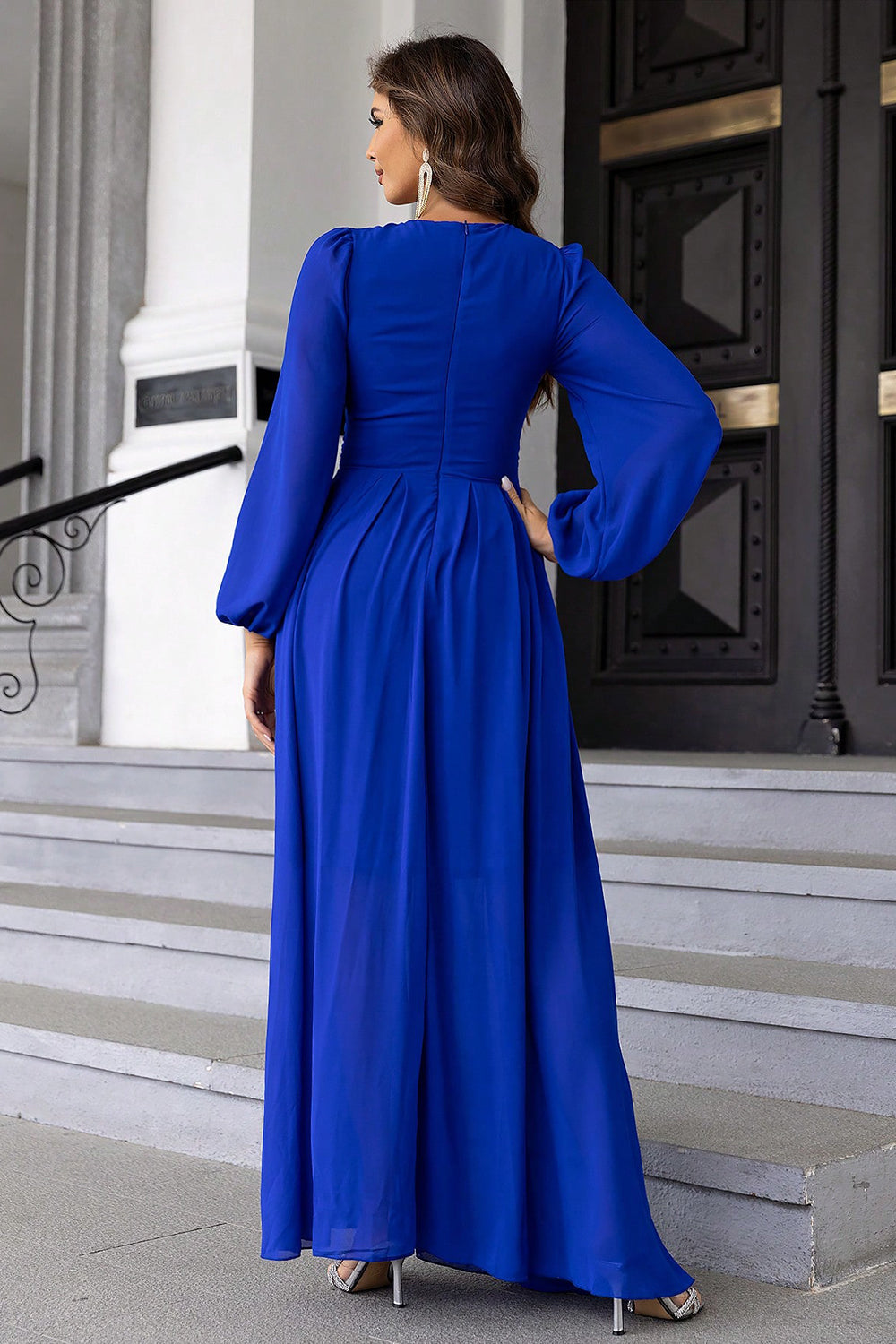 Twist Front Cutout Long Sleeve Dress BLUE ZONE PLANET
