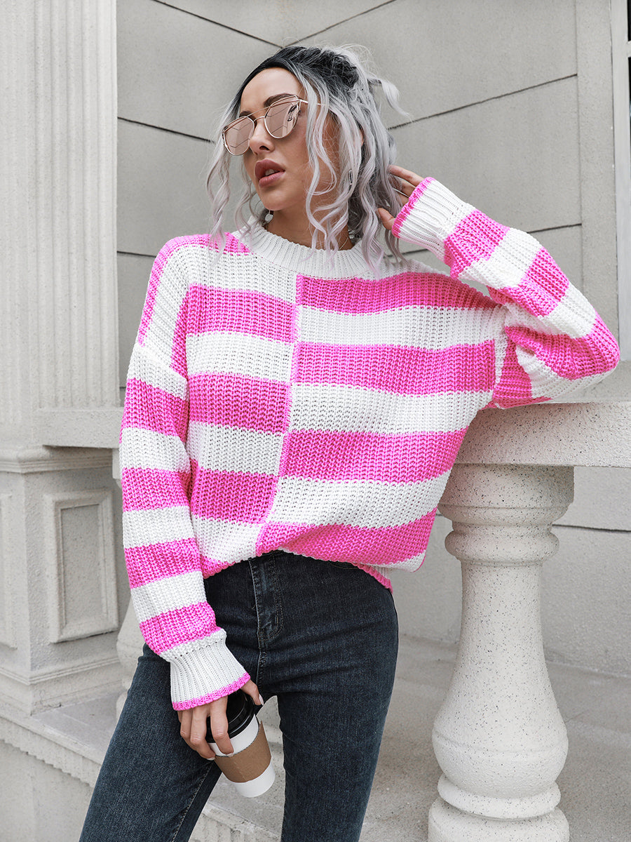 Two-Tone Dropped Shoulder Sweater BLUE ZONE PLANET