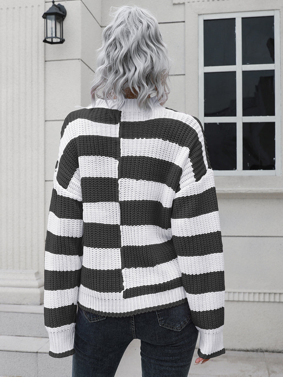 Two-Tone Dropped Shoulder Sweater BLUE ZONE PLANET