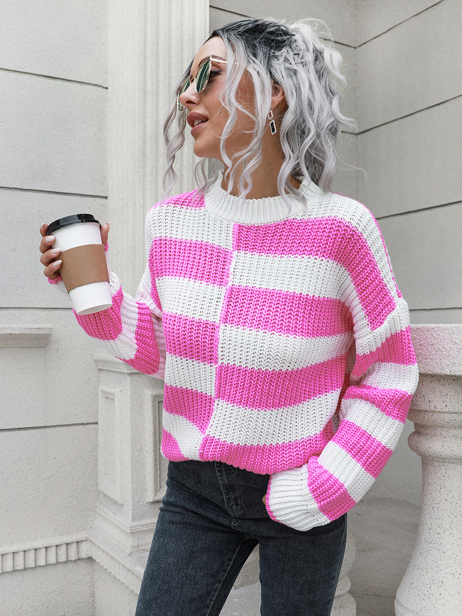 Two-Tone Dropped Shoulder Sweater BLUE ZONE PLANET