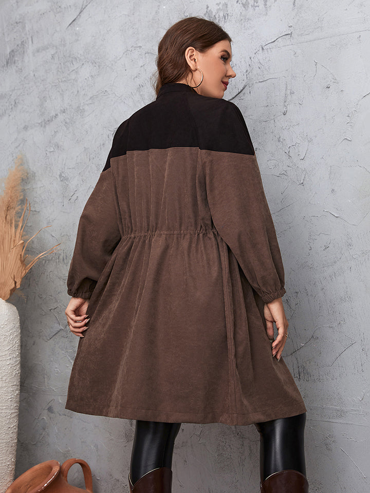 Two-Tone Dropped Shoulder Trench Coat BLUE ZONE PLANET
