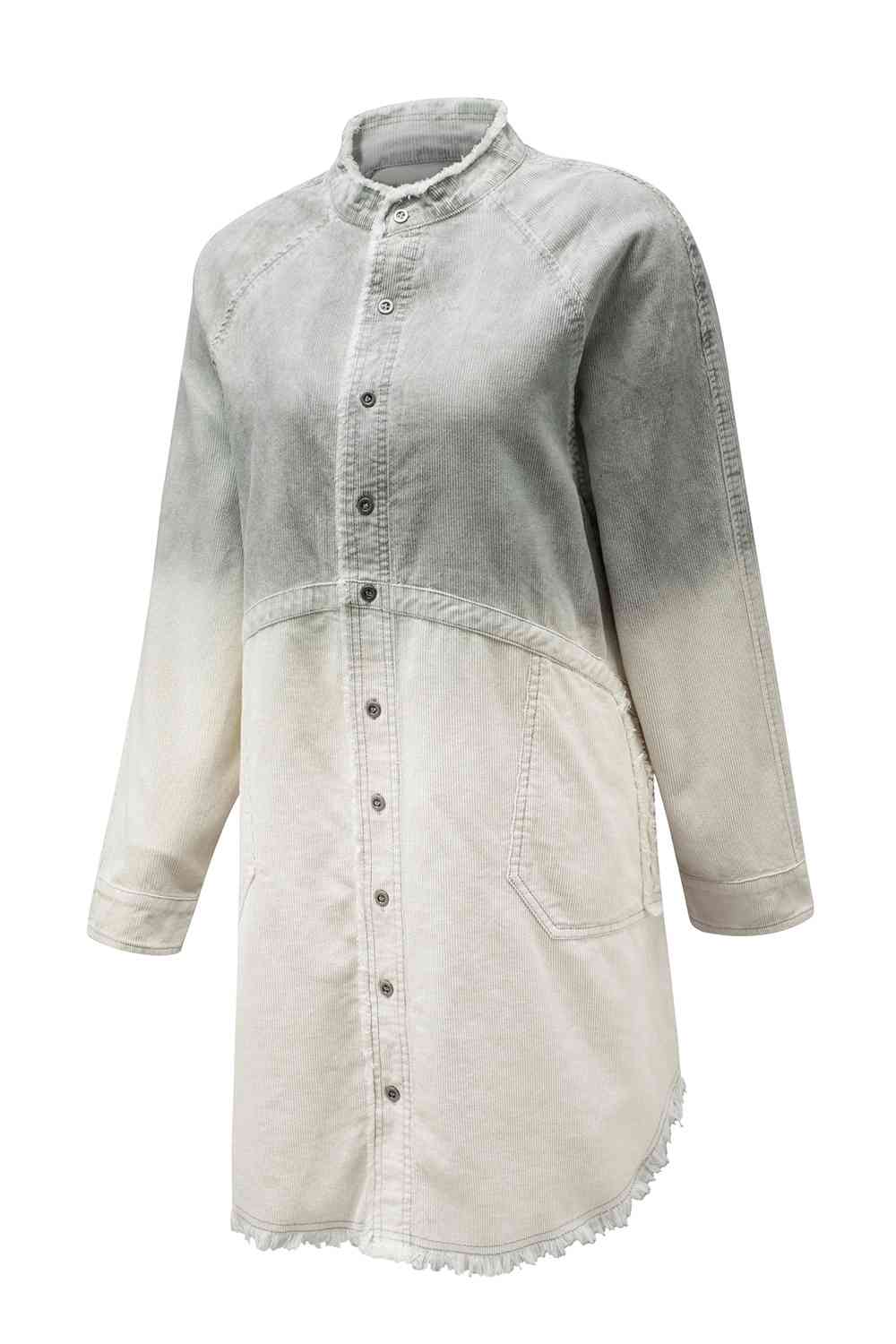 Two-Tone Raw Hem Denim Dress BLUE ZONE PLANET