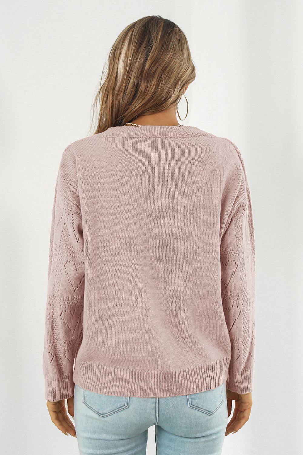 V-Neck Drop Shoulder Sweater BLUE ZONE PLANET
