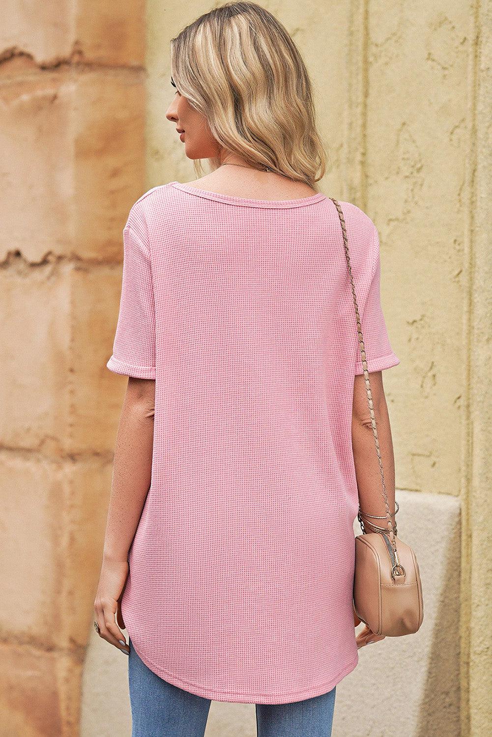 V-Neck Dropped Shoulder Tunic Top BLUE ZONE PLANET