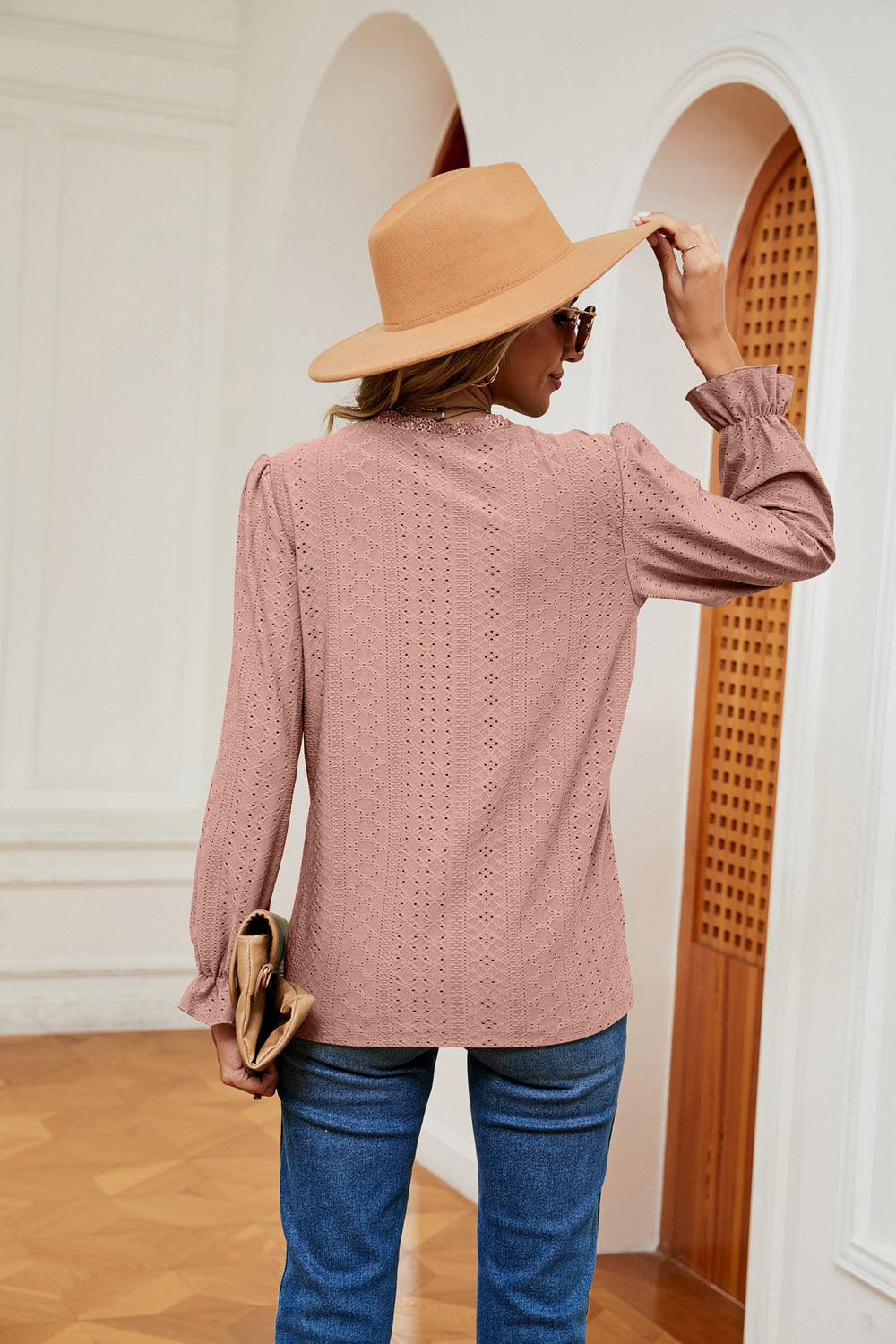 V-Neck Flounce Sleeve Blouse BLUE ZONE PLANET