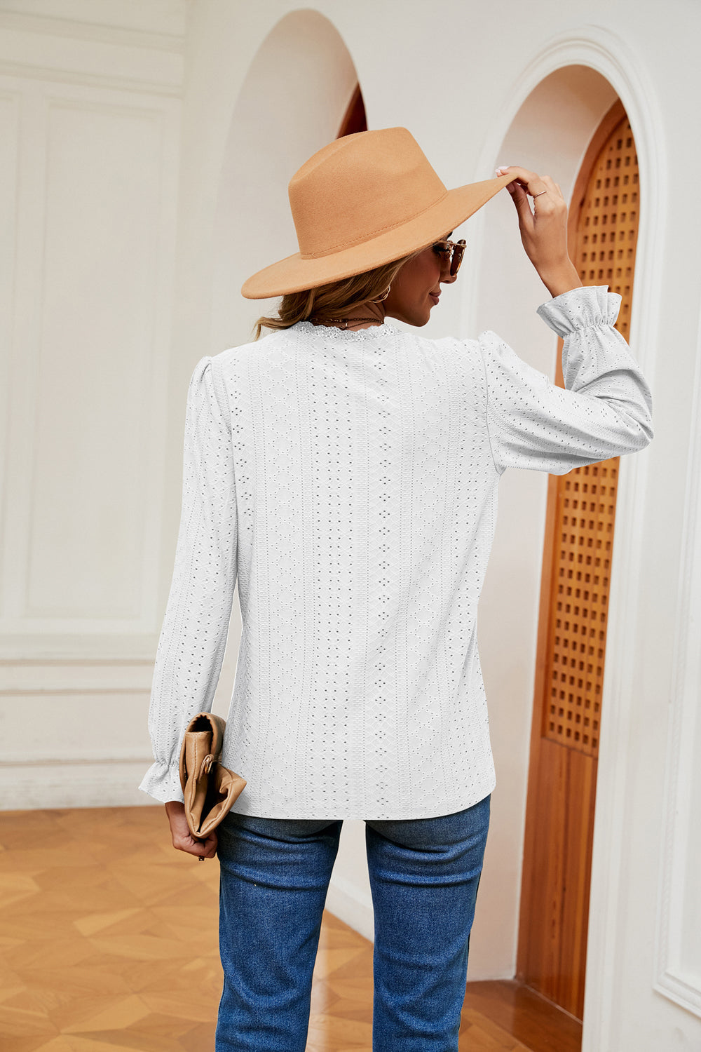 V-Neck Flounce Sleeve Blouse BLUE ZONE PLANET