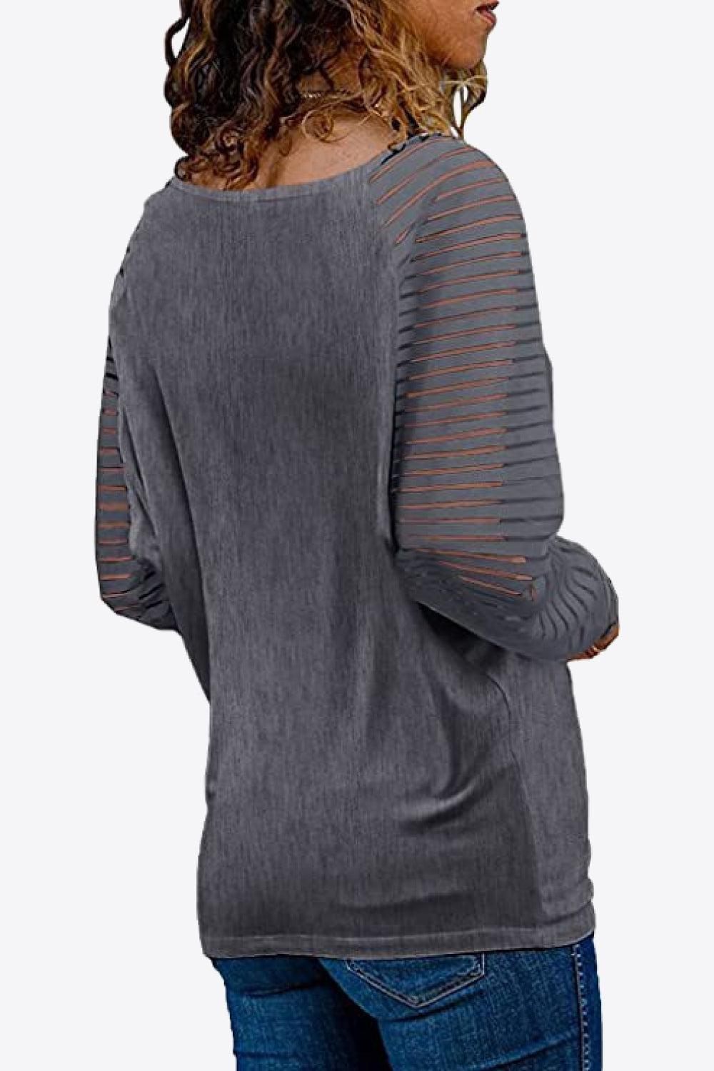 V-Neck Long Raglan Sleeve Top BLUE ZONE PLANET