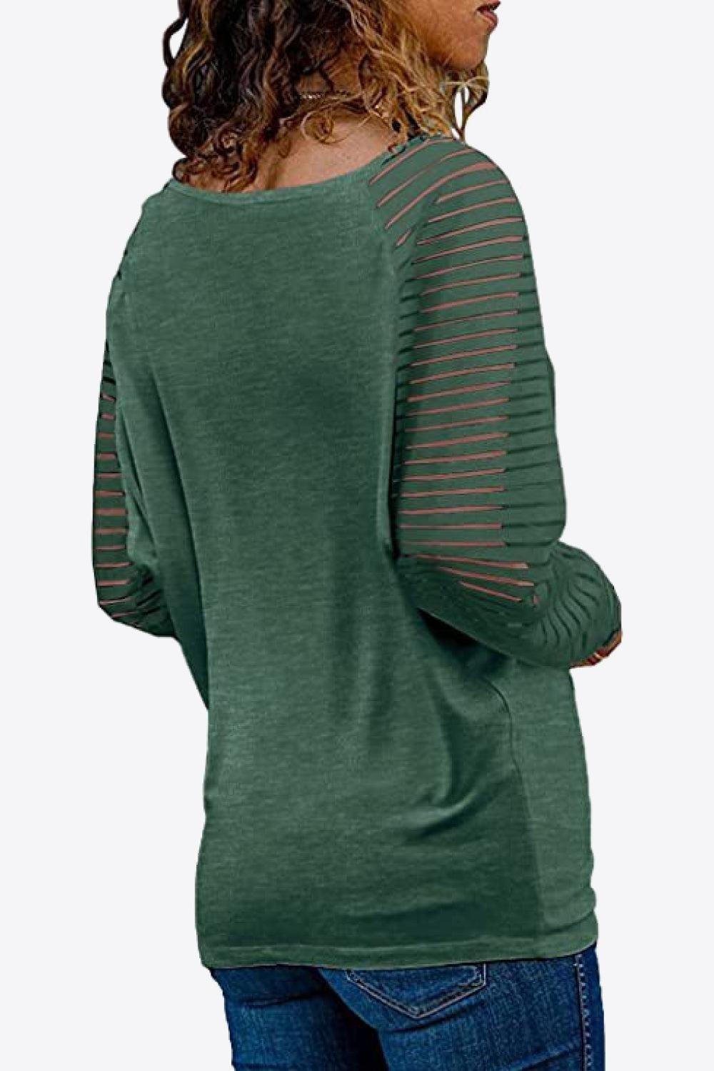 V-Neck Long Raglan Sleeve Top BLUE ZONE PLANET