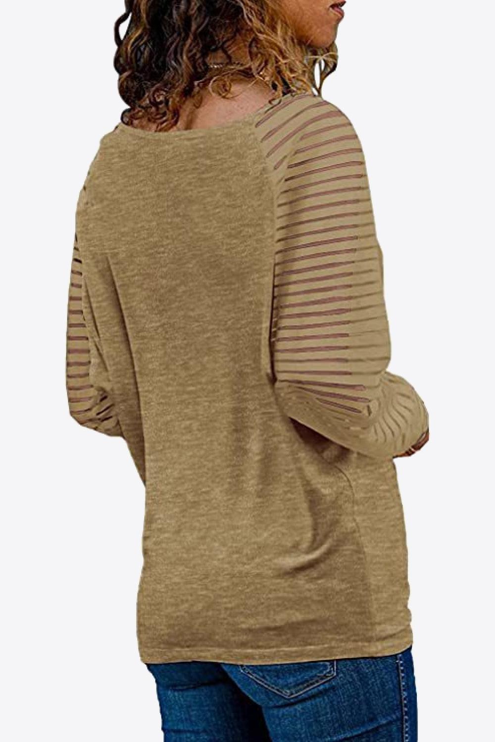 V-Neck Long Raglan Sleeve Top BLUE ZONE PLANET