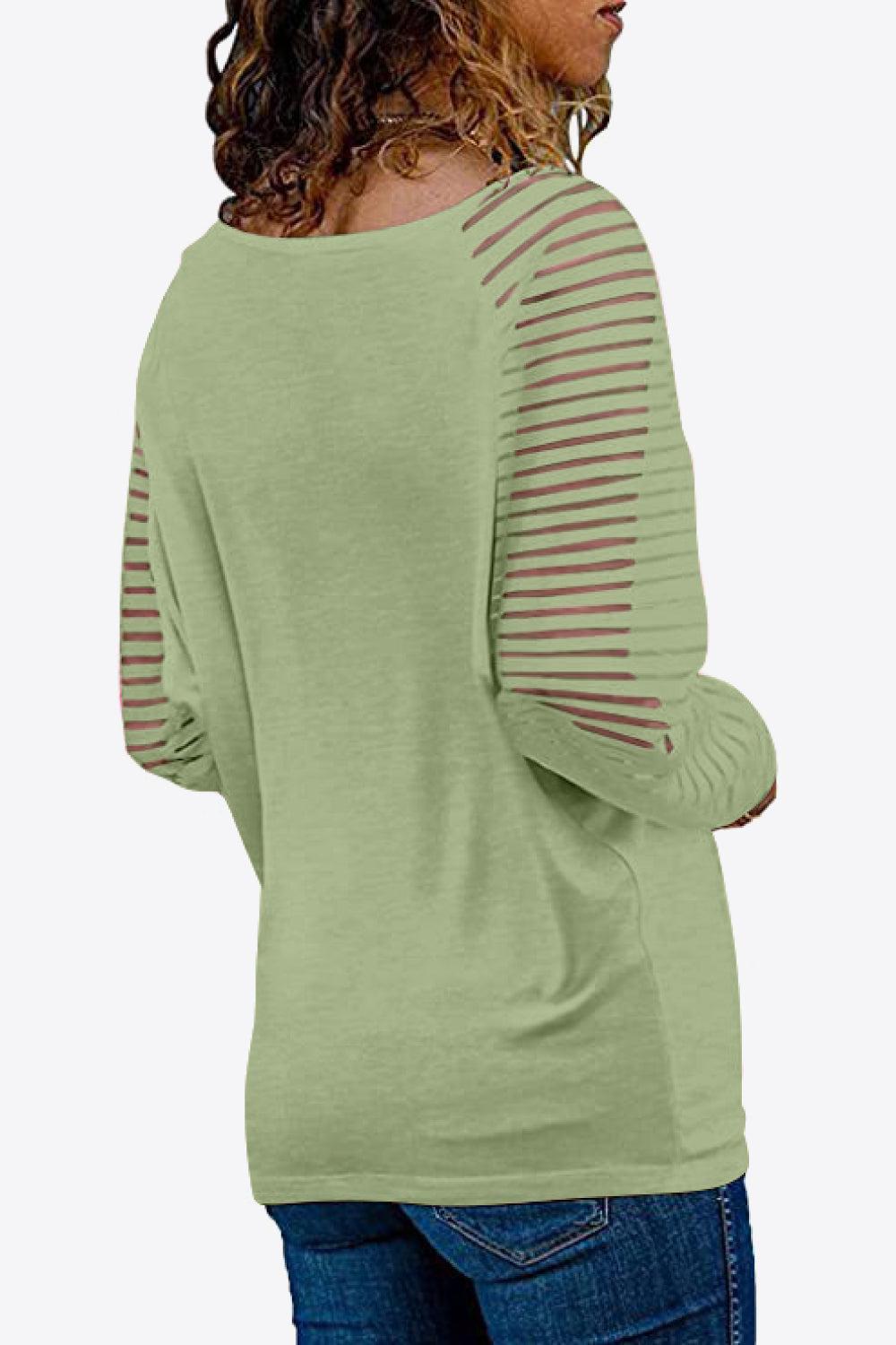 V-Neck Long Raglan Sleeve Top BLUE ZONE PLANET