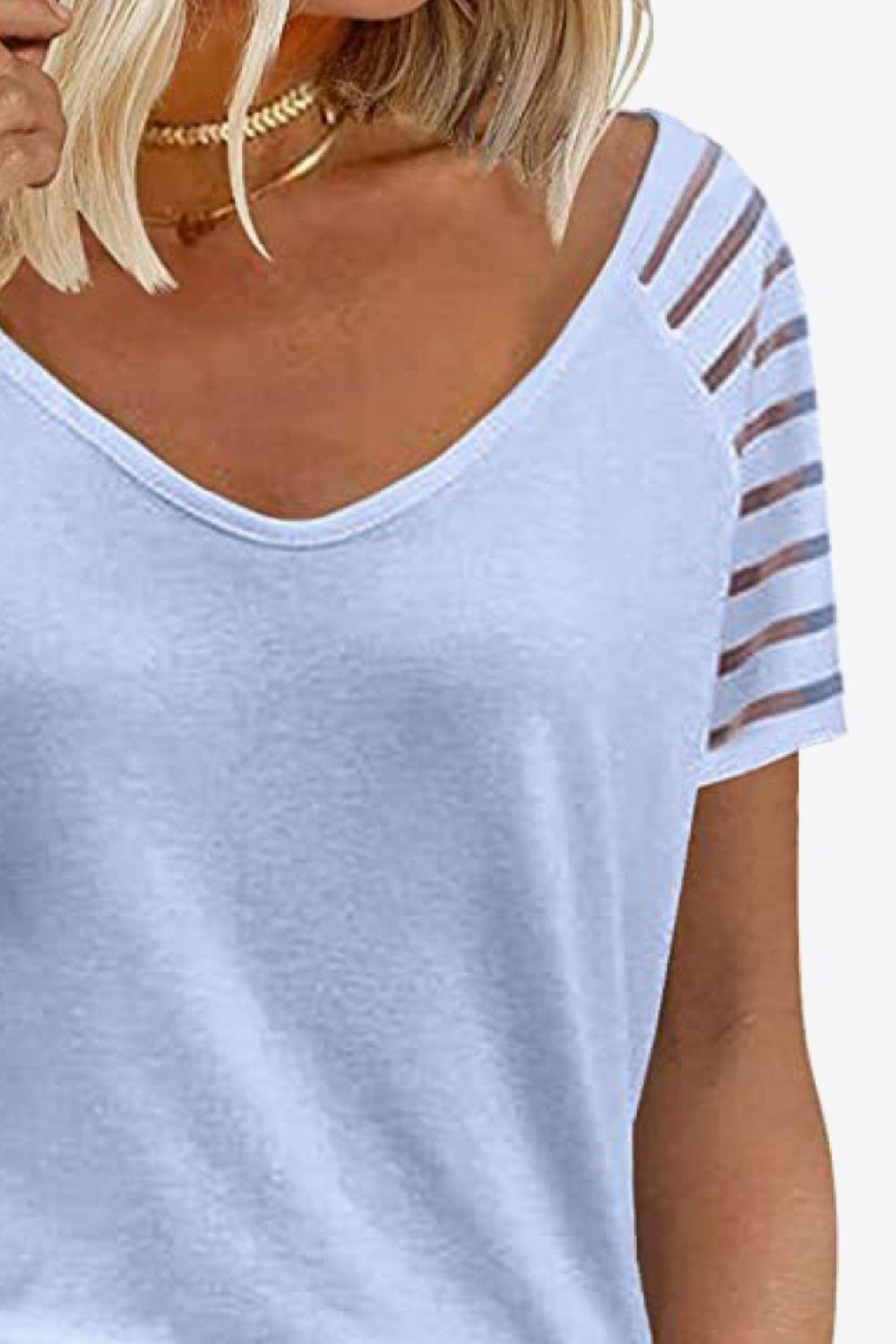 V-Neck Raglan Sleeve Tee BLUE ZONE PLANET