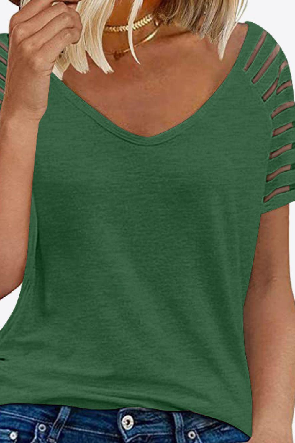 V-Neck Raglan Sleeve Tee BLUE ZONE PLANET