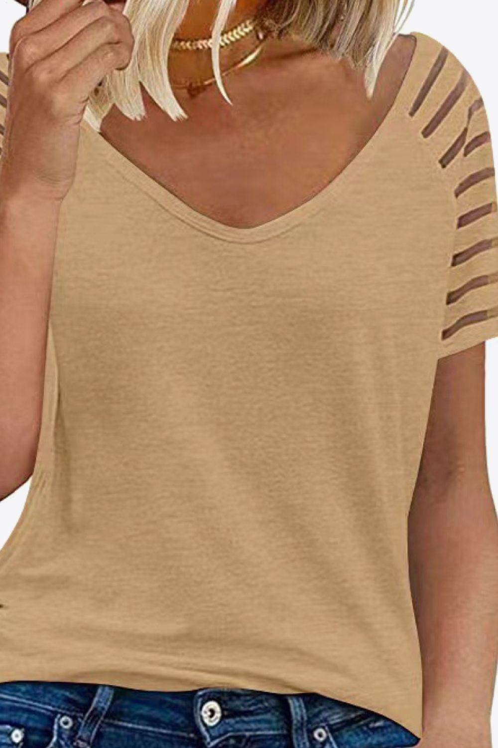 V-Neck Raglan Sleeve Tee BLUE ZONE PLANET
