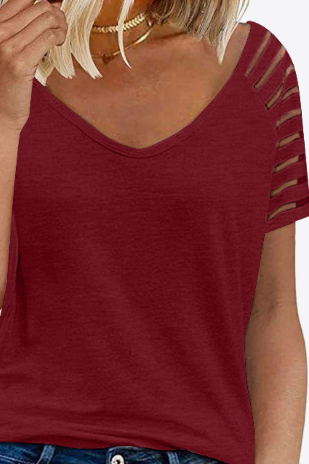 V-Neck Raglan Sleeve Tee BLUE ZONE PLANET