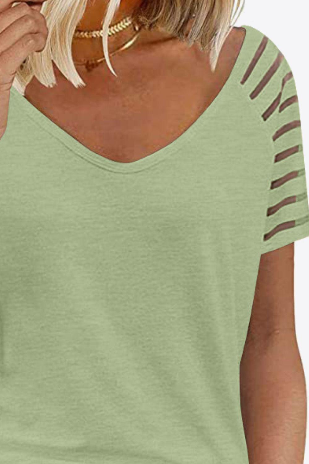 V-Neck Raglan Sleeve Tee BLUE ZONE PLANET