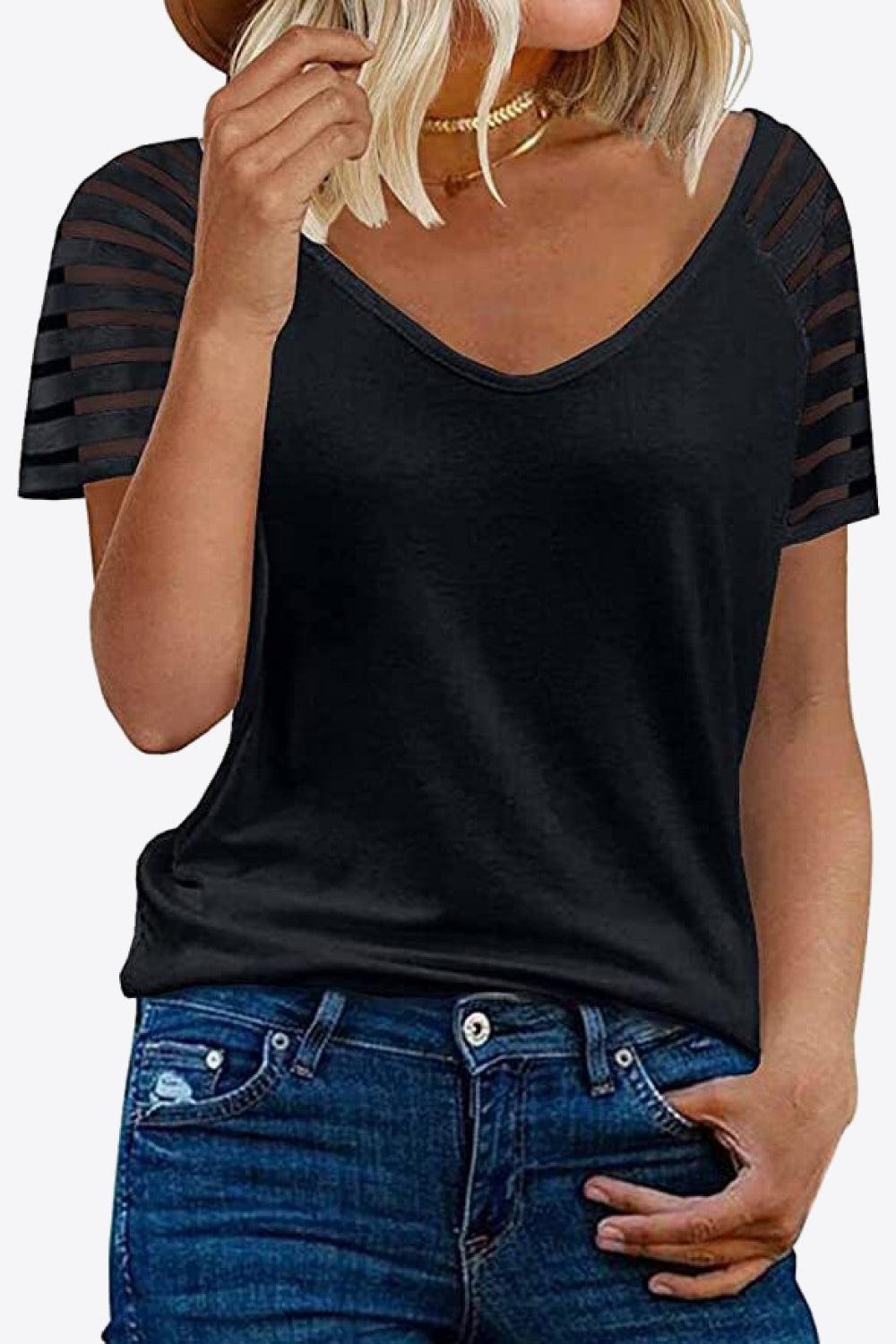 V-Neck Raglan Sleeve Tee BLUE ZONE PLANET
