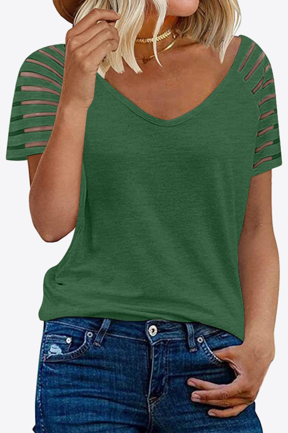 V-Neck Raglan Sleeve Tee BLUE ZONE PLANET
