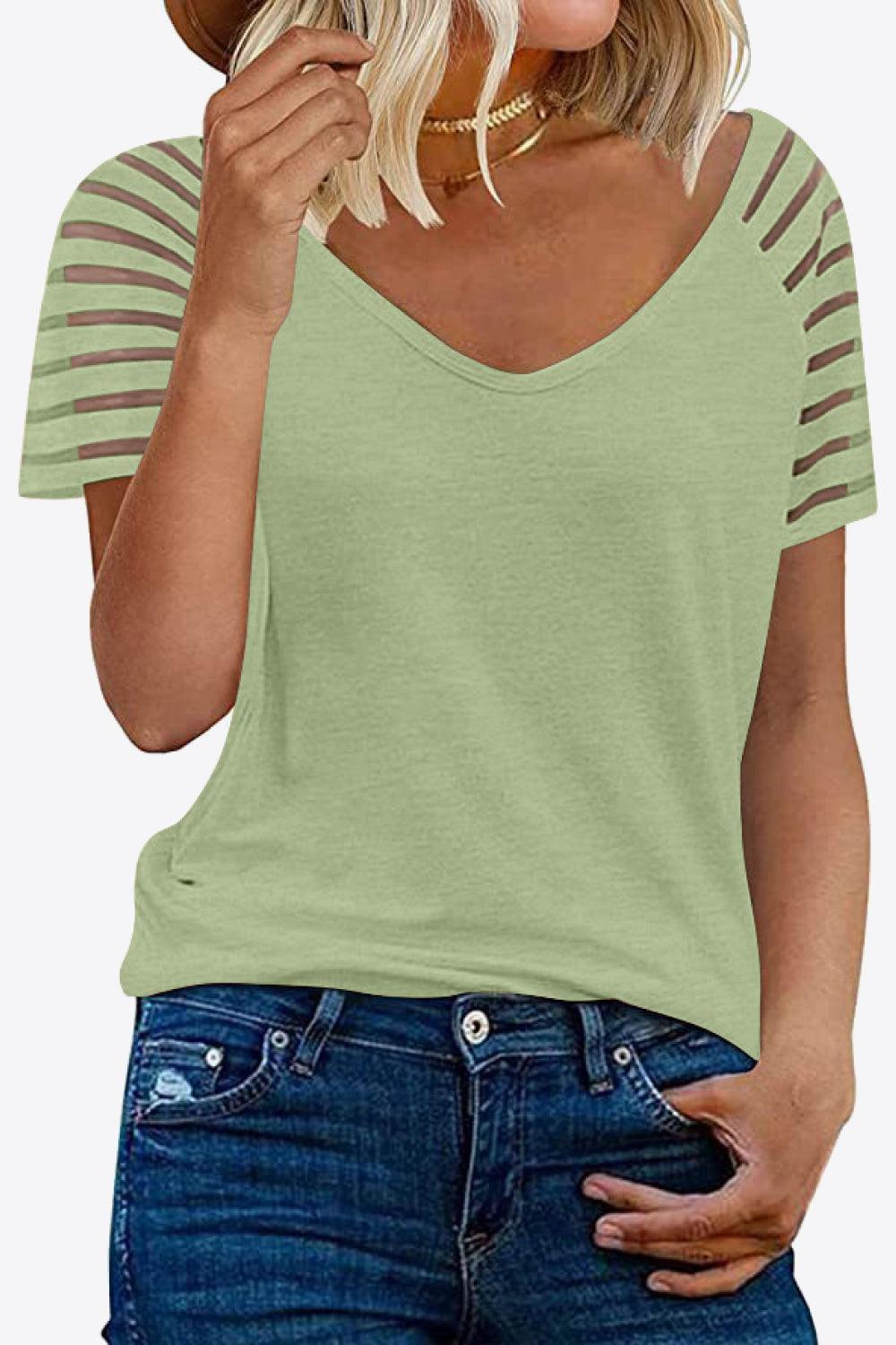 V-Neck Raglan Sleeve Tee BLUE ZONE PLANET