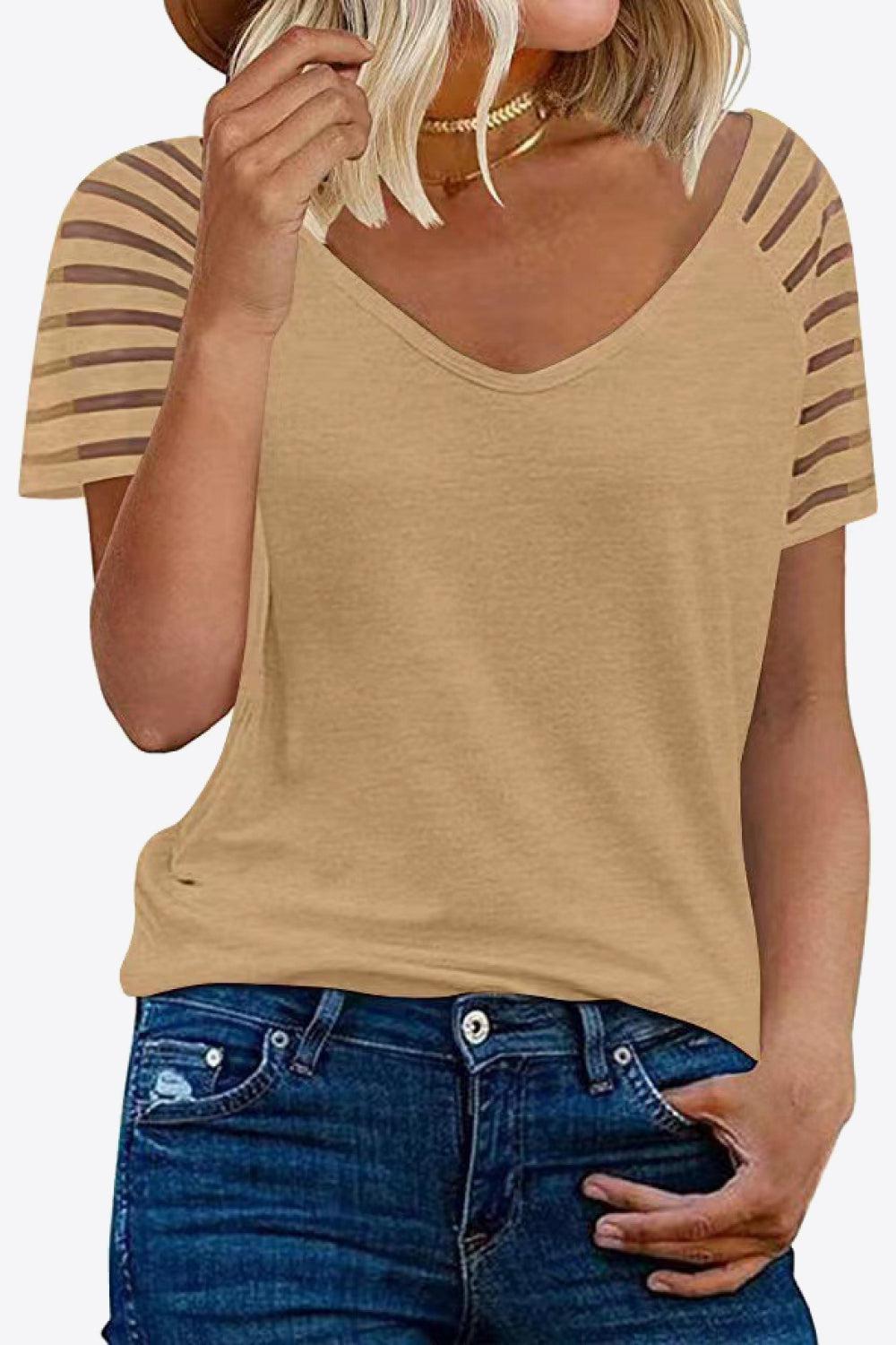 V-Neck Raglan Sleeve Tee BLUE ZONE PLANET