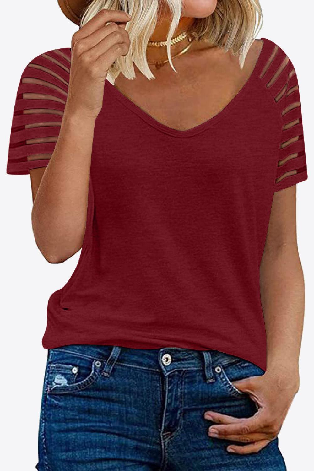 V-Neck Raglan Sleeve Tee BLUE ZONE PLANET