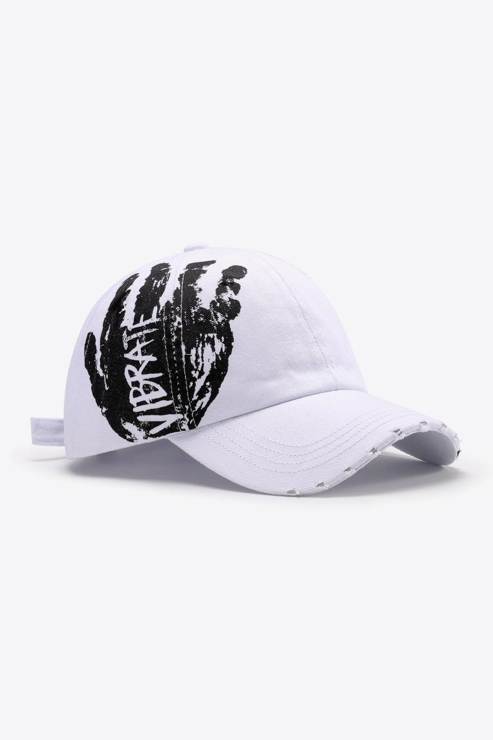 VIBRA Graphic Distressed Adjustable Baseball Cap BLUE ZONE PLANET
