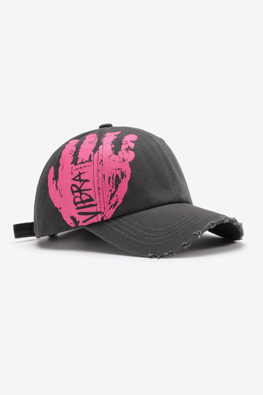 VIBRA Graphic Distressed Adjustable Baseball Cap BLUE ZONE PLANET