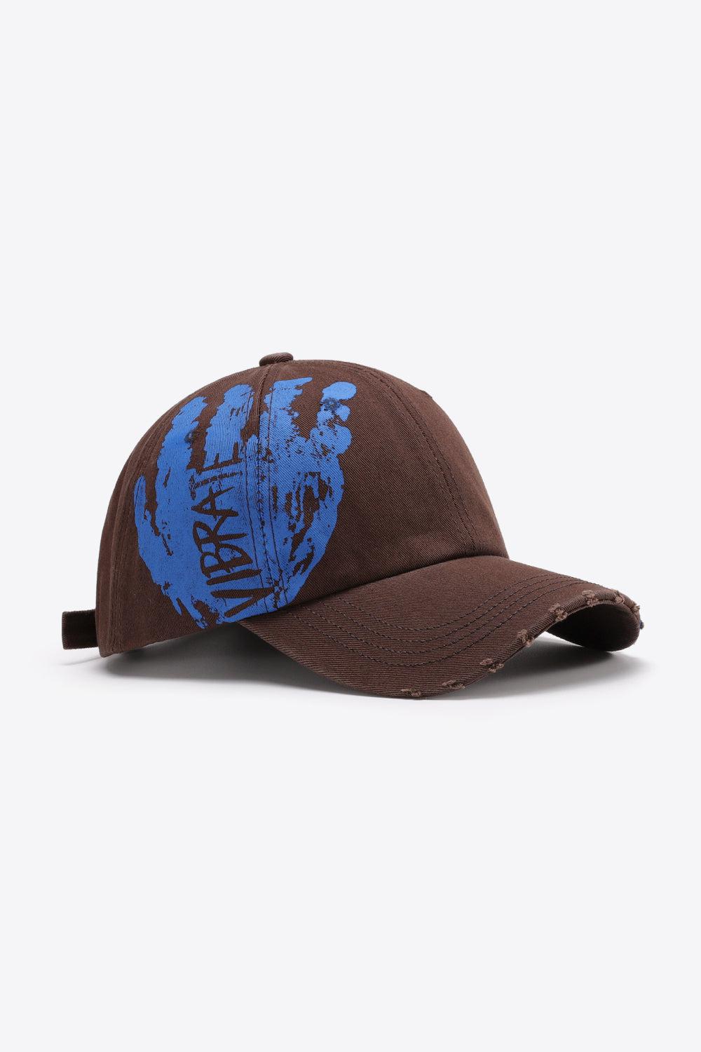 VIBRA Graphic Distressed Adjustable Baseball Cap BLUE ZONE PLANET