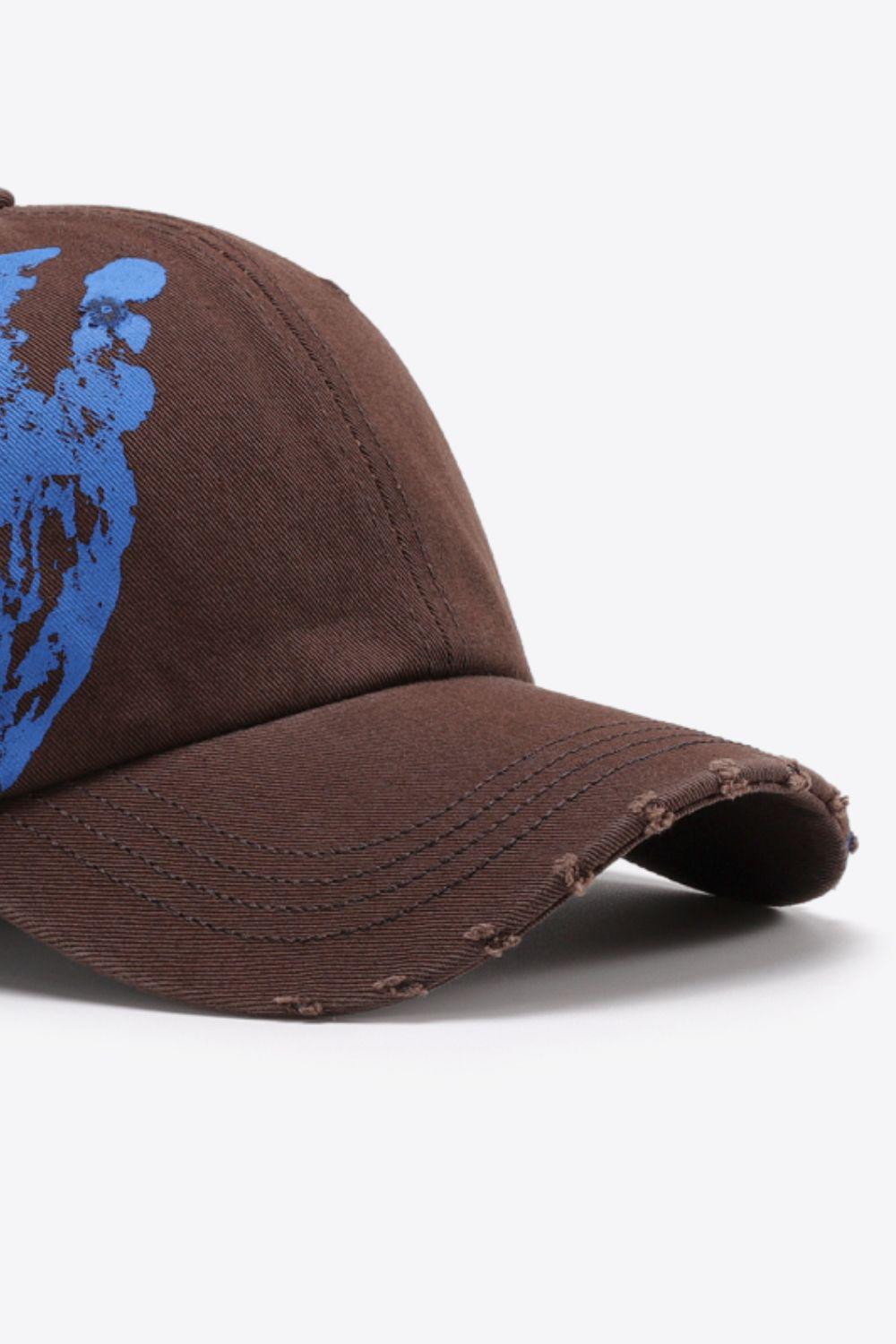VIBRA Graphic Distressed Adjustable Baseball Cap BLUE ZONE PLANET