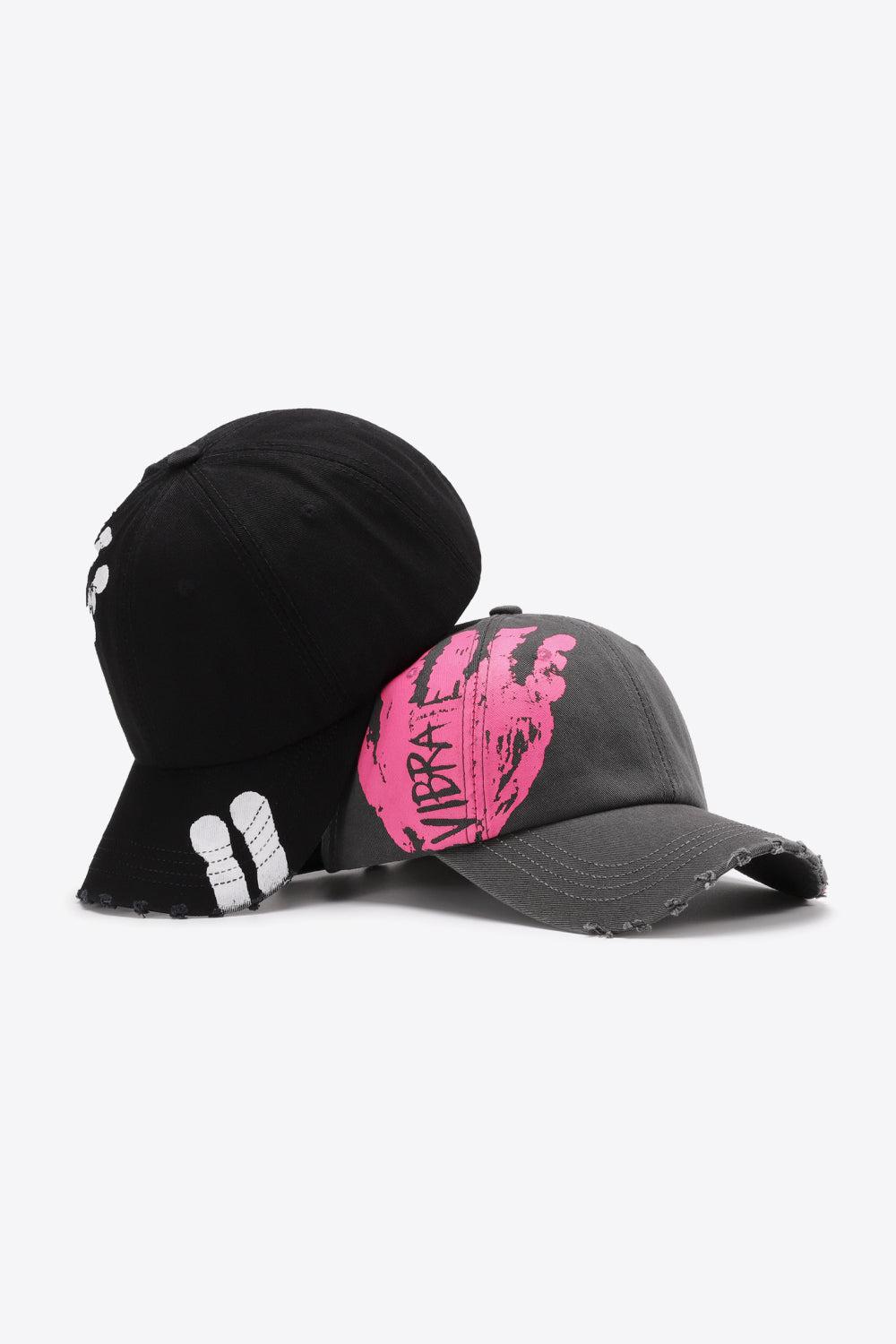 VIBRA Graphic Distressed Adjustable Baseball Cap BLUE ZONE PLANET