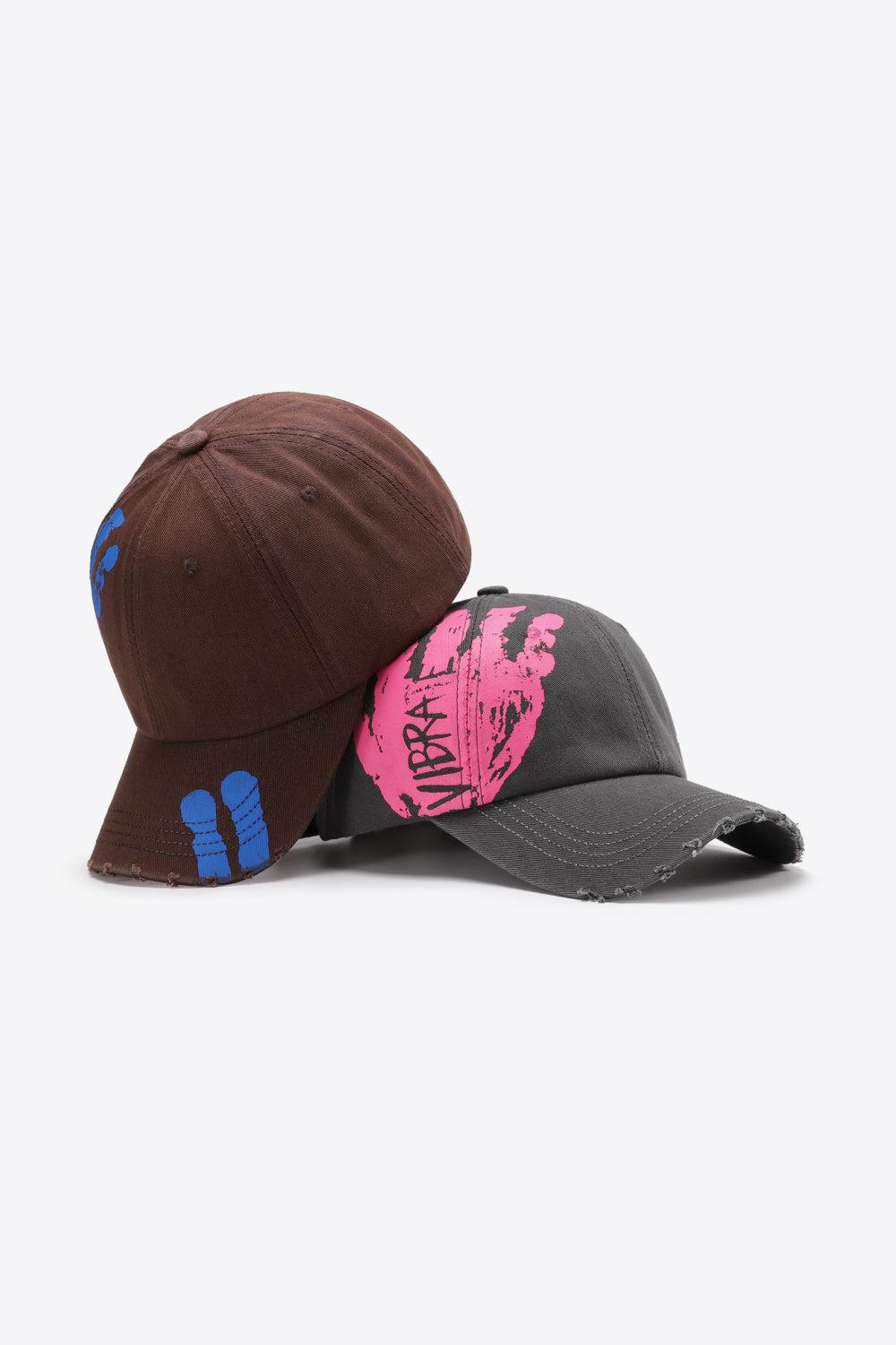 VIBRA Graphic Distressed Adjustable Baseball Cap BLUE ZONE PLANET