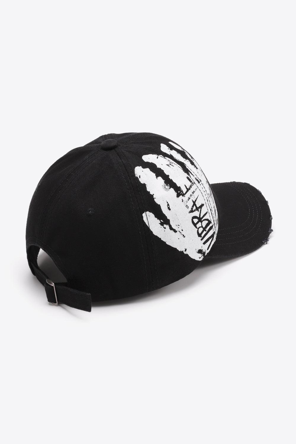 VIBRA Graphic Distressed Adjustable Baseball Cap BLUE ZONE PLANET