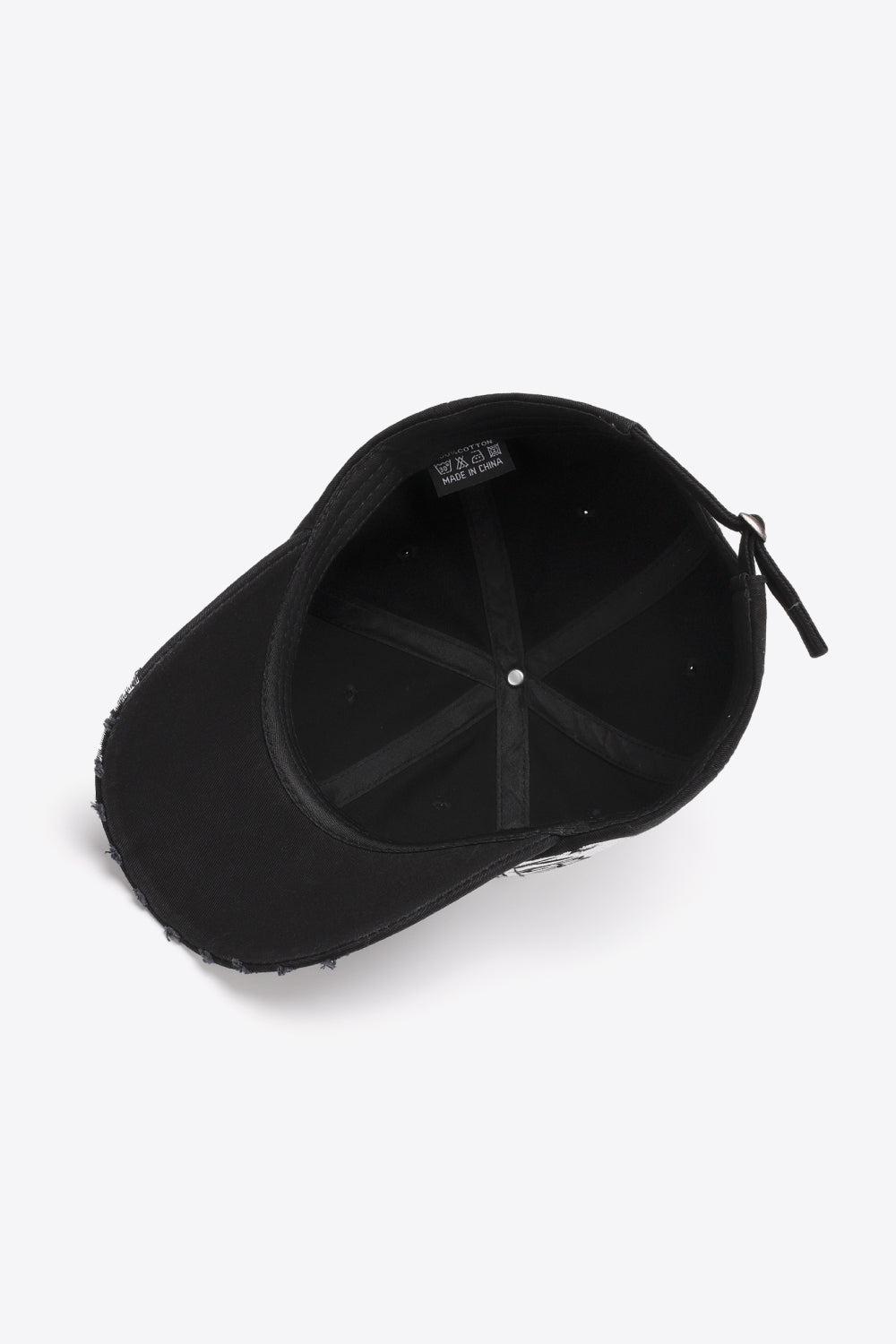 VIBRA Graphic Distressed Adjustable Baseball Cap BLUE ZONE PLANET