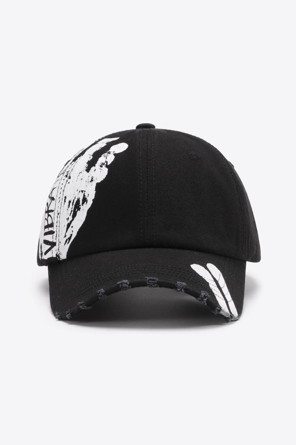 VIBRA Graphic Distressed Adjustable Baseball Cap BLUE ZONE PLANET
