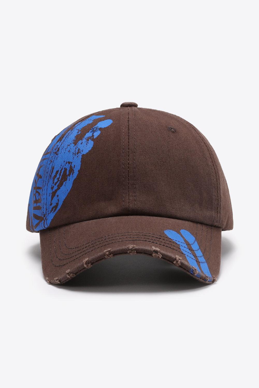 VIBRA Graphic Distressed Adjustable Baseball Cap BLUE ZONE PLANET