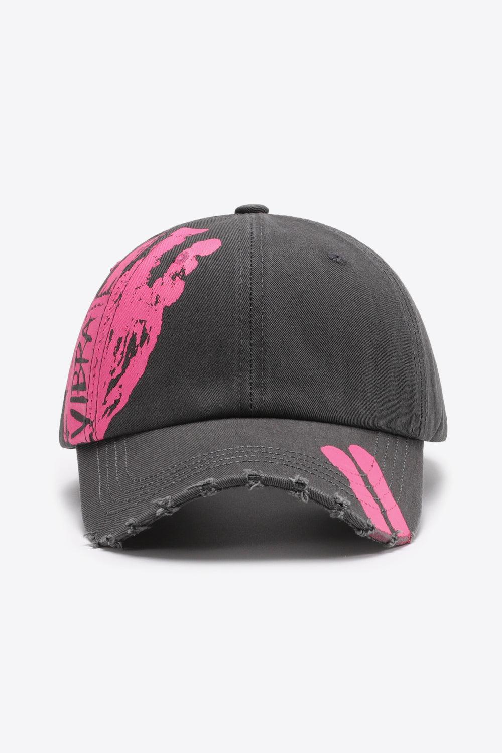 VIBRA Graphic Distressed Adjustable Baseball Cap BLUE ZONE PLANET