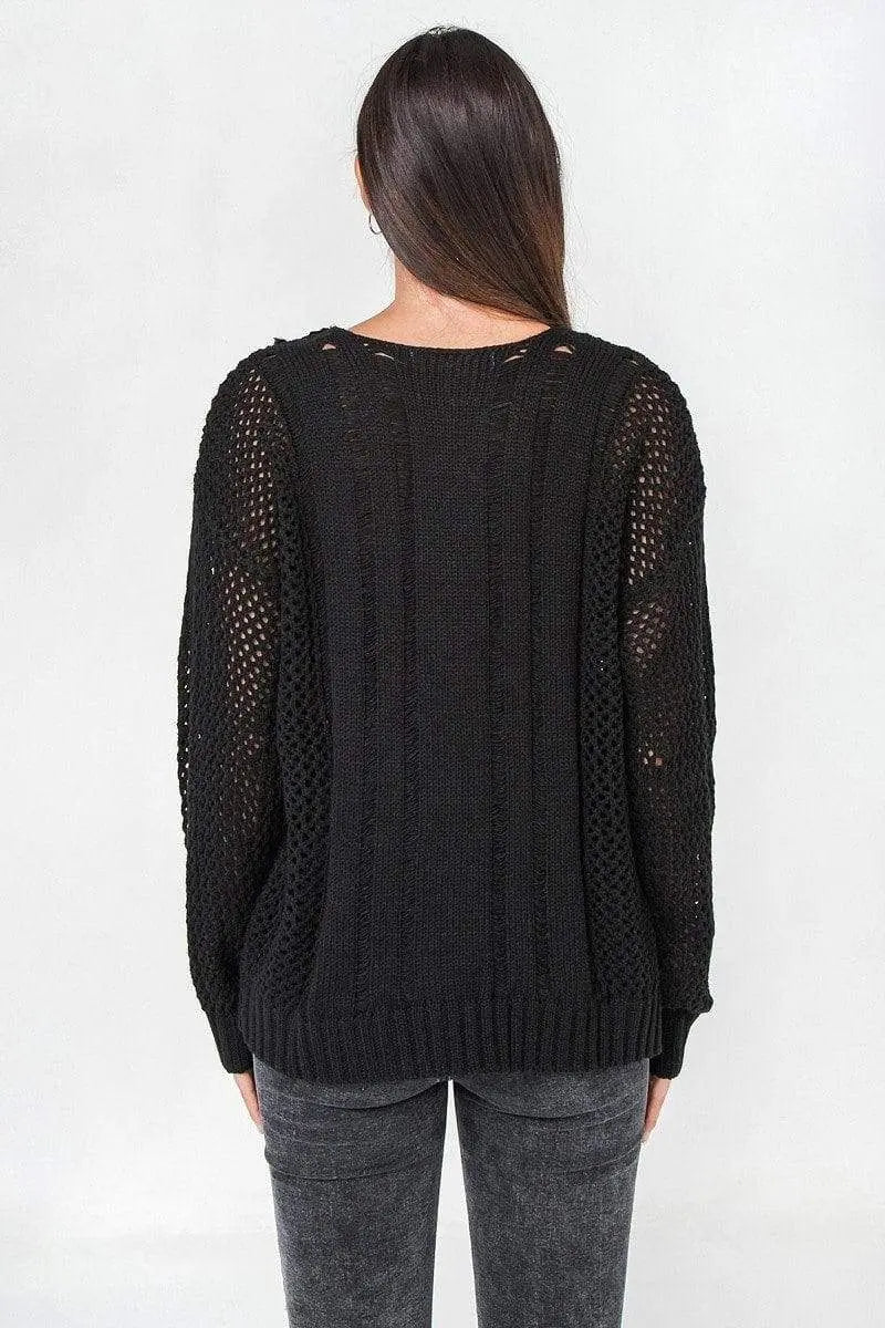 Waffle Knit Sweater Blue Zone Planet