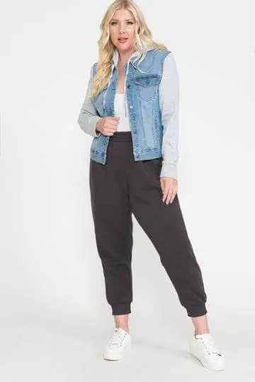 Waistband Solid Jogger Pants Blue Zone Planet